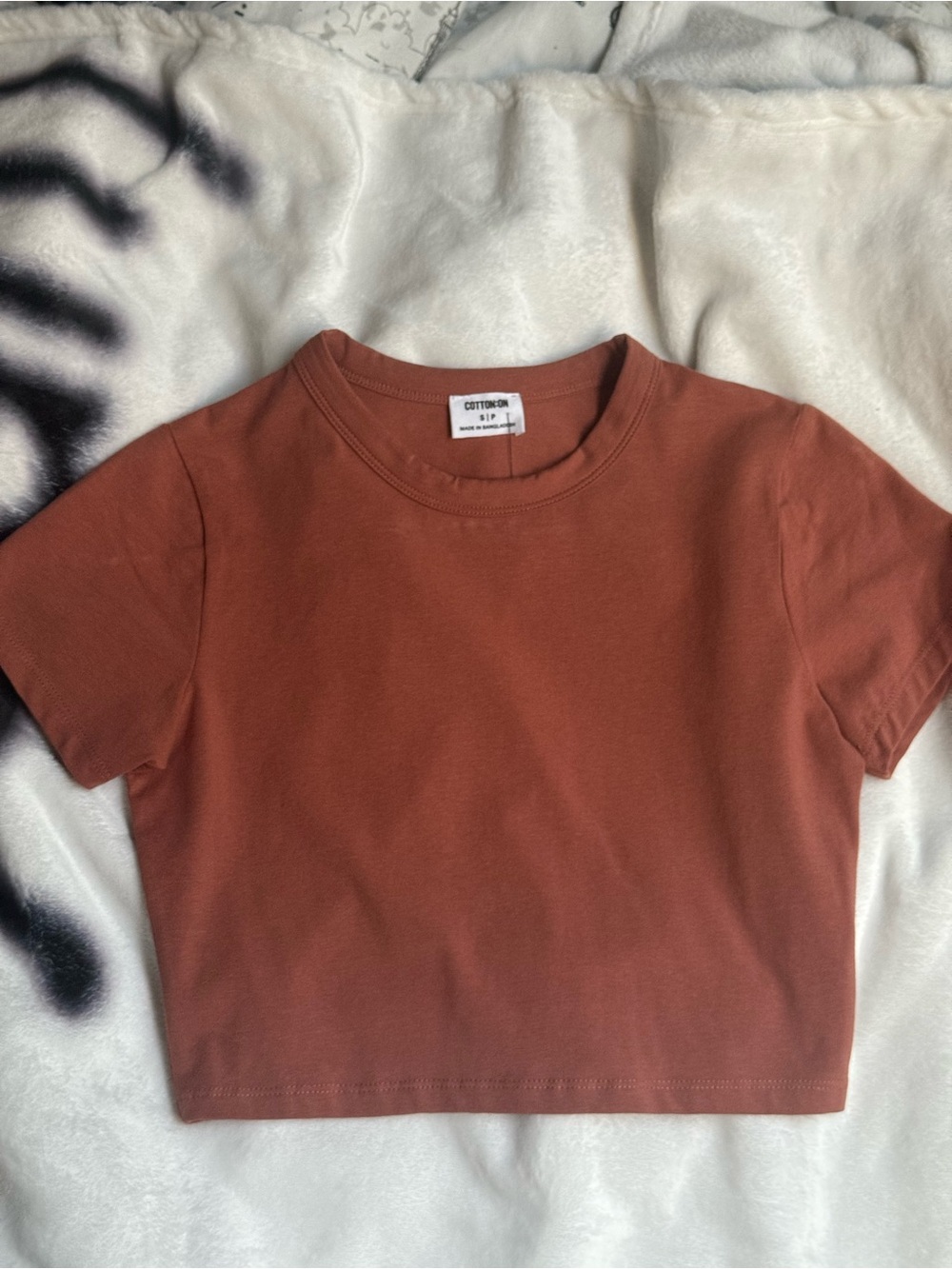 Cotton On Rust Brown Cropped Baby Tee | Size S